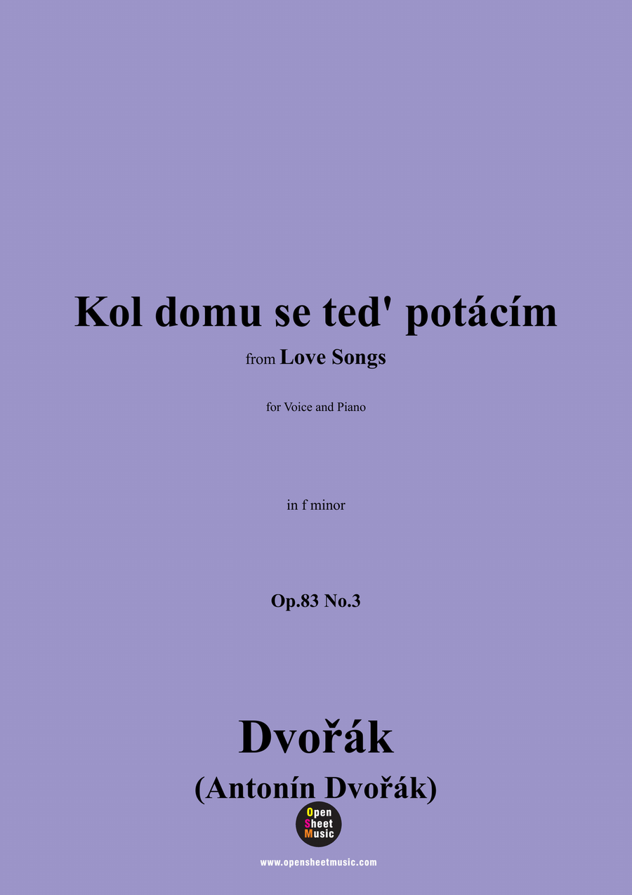 A. Dvořák-Kol domu se ted' potácím,in f minor Piano, Vocal scores gallery preview page 1