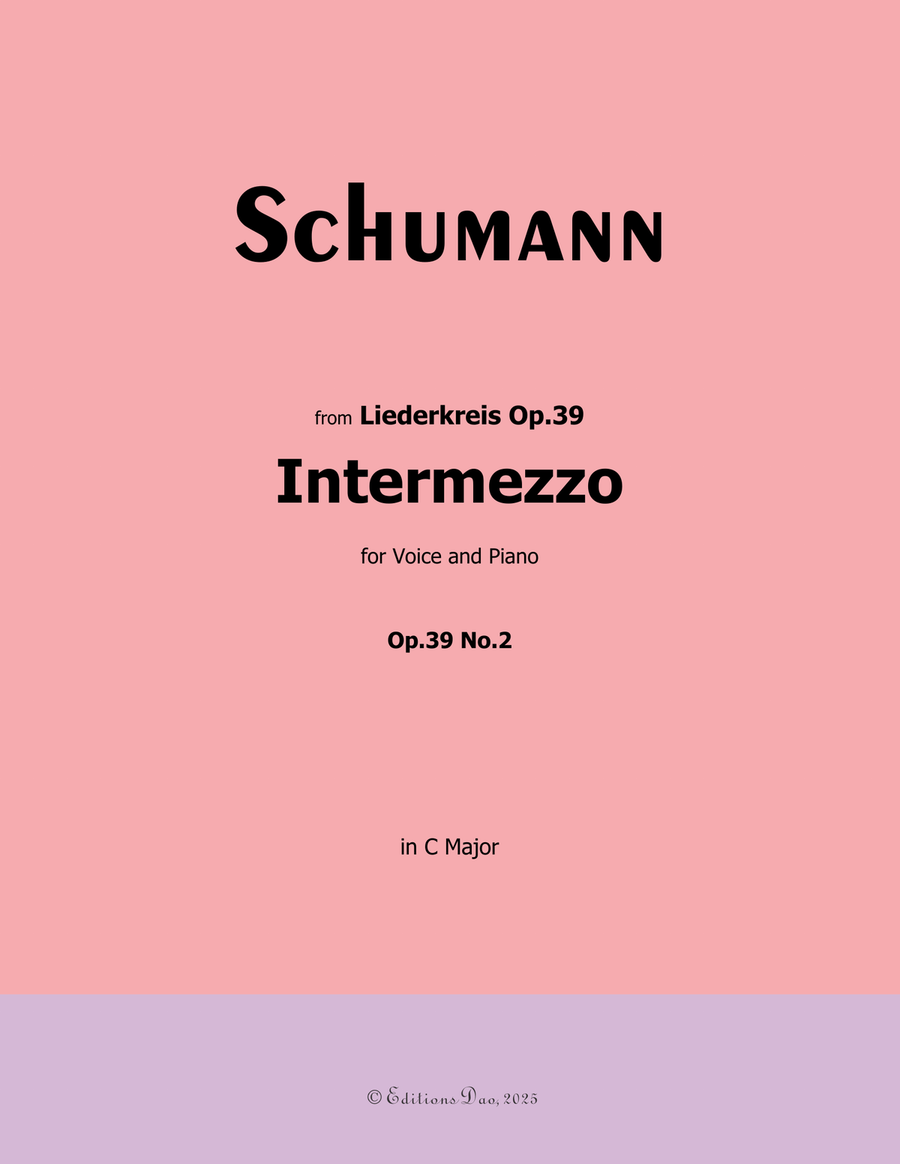 Intermezzo, by Schumann, Op.39 No.2, in C Major Piano, Vocal scores gallery preview page 1