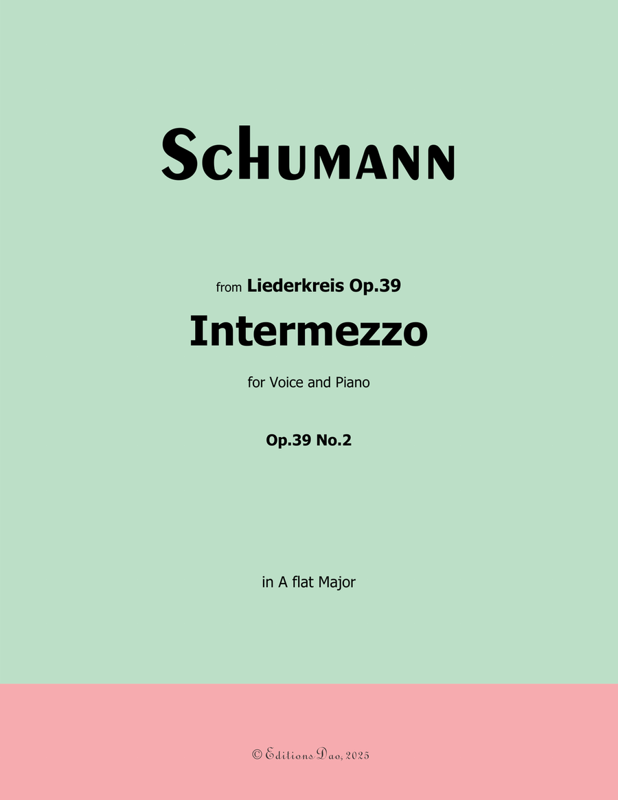 Intermezzo, by Schumann, Op.39 No.2, in A flat Major Piano, Vocal scores gallery preview page 1