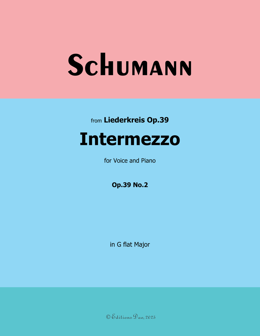 Intermezzo, by Schumann, Op.39 No.2, in G flat Major Piano, Vocal scores gallery preview page 1