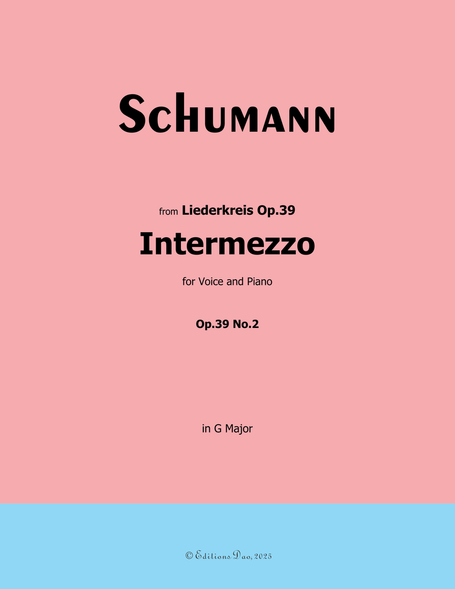 Intermezzo, by Schumann, Op.39 No.2, in G Major Piano, Vocal scores gallery preview page 1