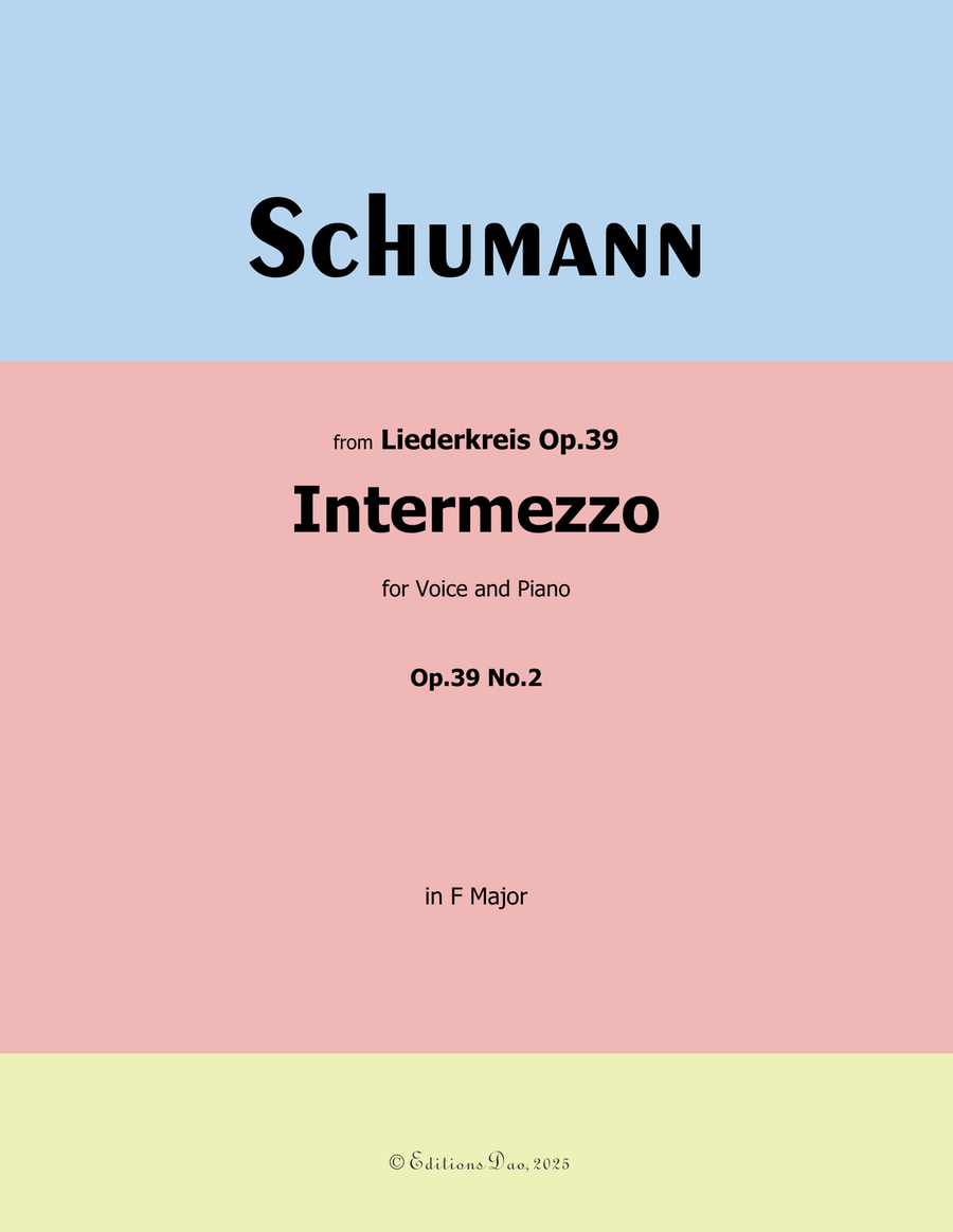 Intermezzo, by Schumann, Op.39 No.2, in F Major Piano, Vocal scores gallery preview page 1