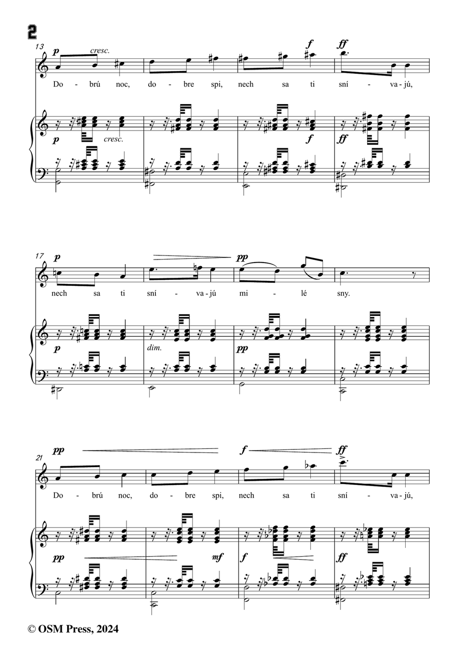 A. Dvořák-Dobrú noc,má milá,in a minor Piano, Vocal scores gallery preview page 4