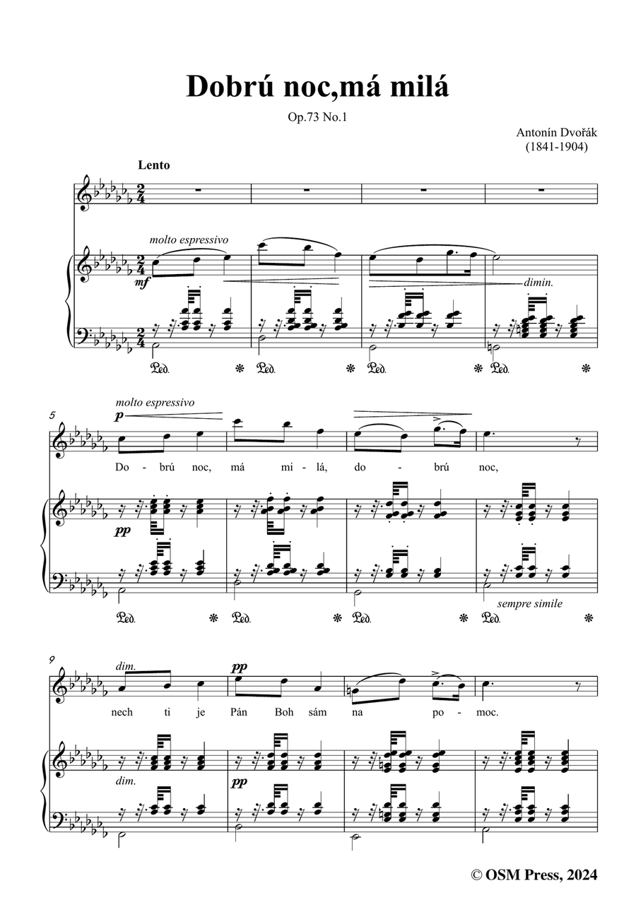 A. Dvořák-Dobrú noc,má milá,in a flat minor Piano, Vocal scores gallery preview page 3