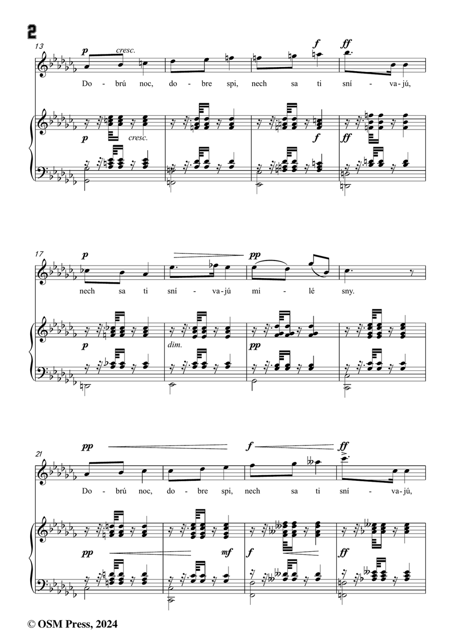A. Dvořák-Dobrú noc,má milá,in a flat minor Piano, Vocal scores gallery preview page 4