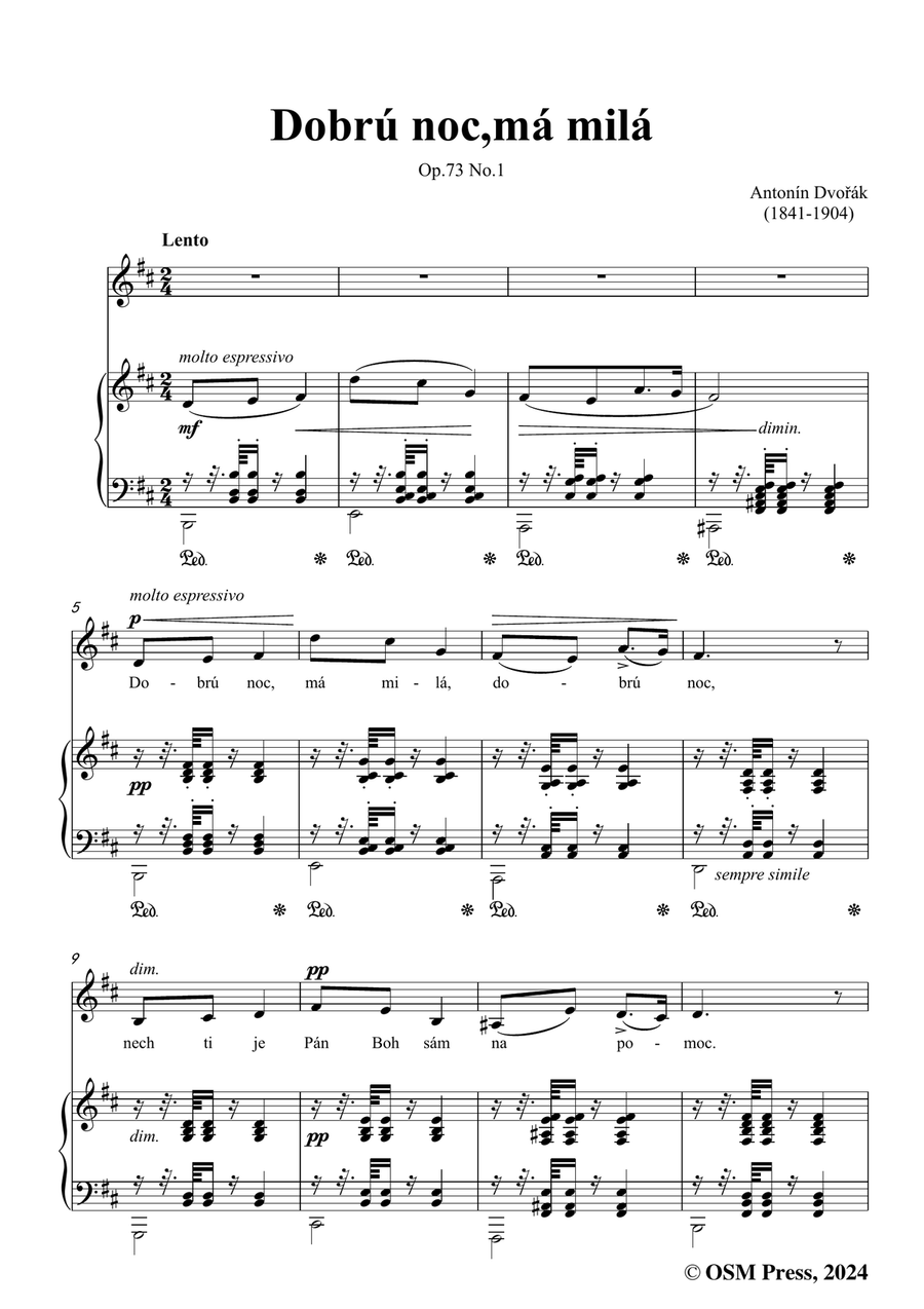 A. Dvořák-Dobrú noc,má milá,in b minor Piano, Vocal scores gallery preview page 3