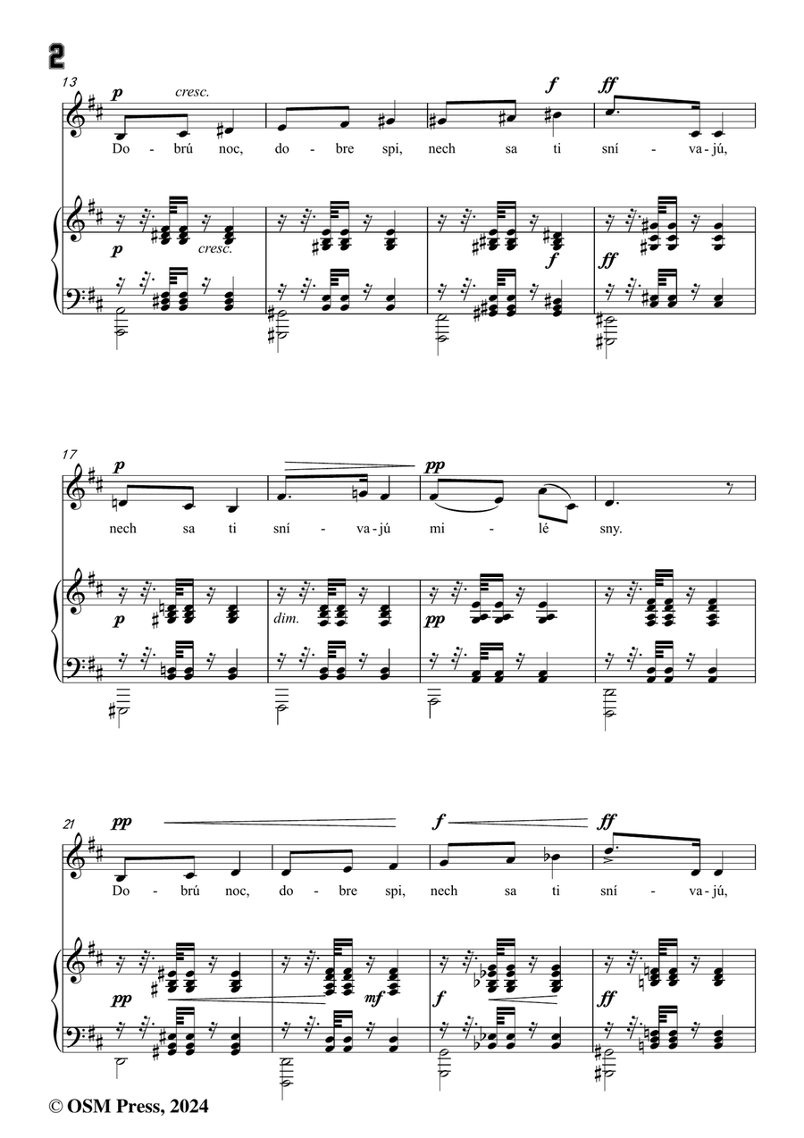 A. Dvořák-Dobrú noc,má milá,in b minor Piano, Vocal scores gallery preview page 4