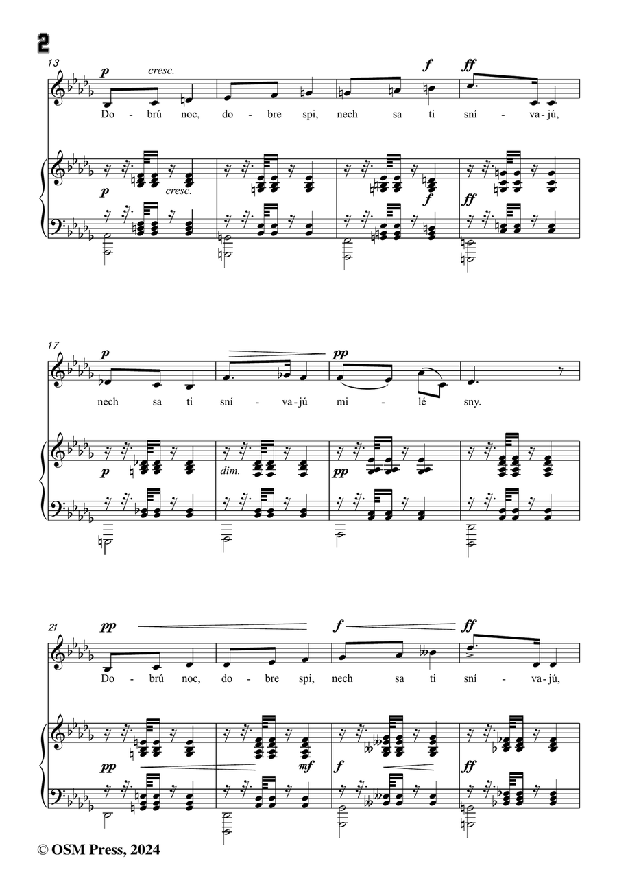 A. Dvořák-Dobrú noc,má milá,in b flat minor Piano, Vocal scores gallery preview page 4