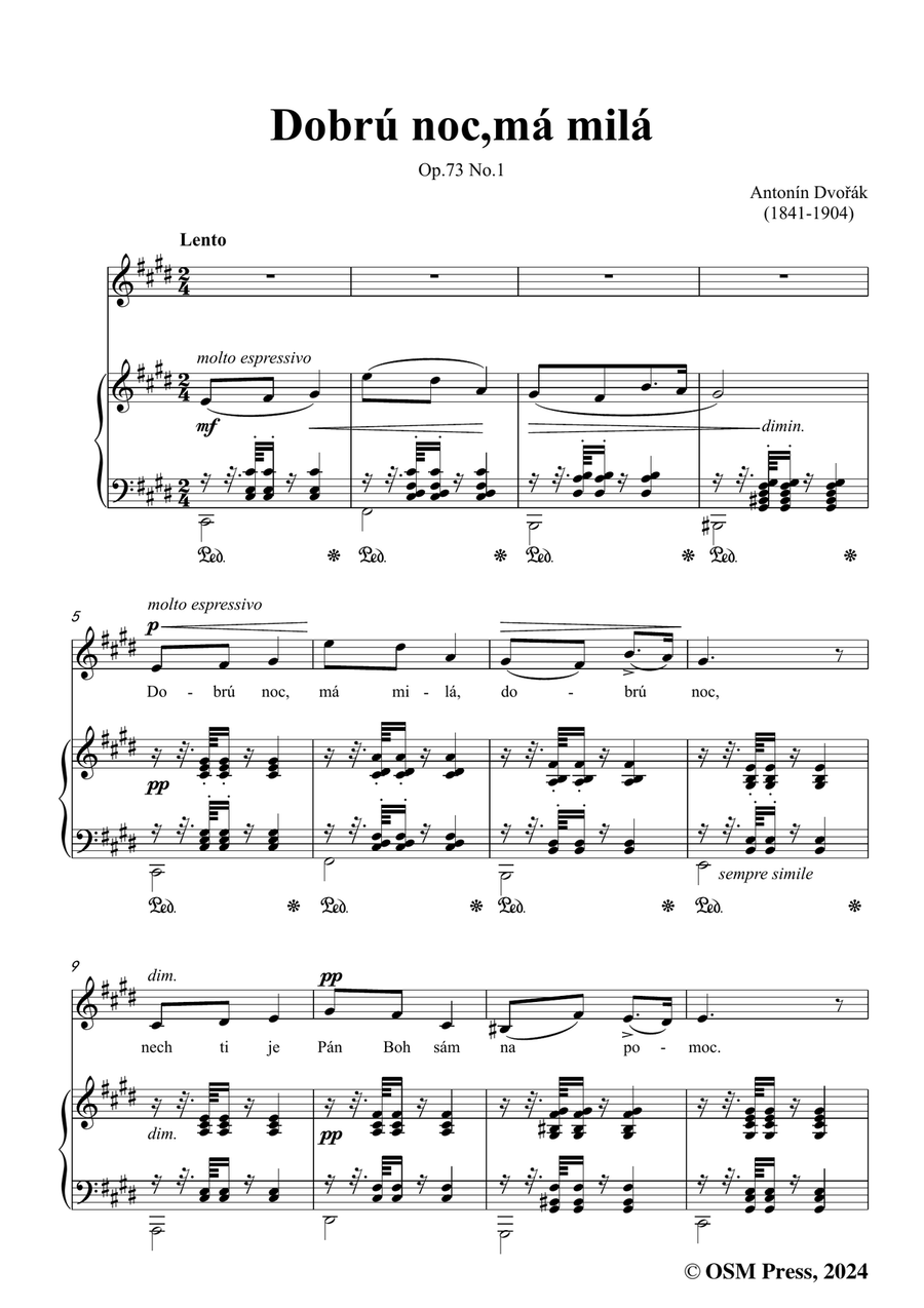 A. Dvořák-Dobrú noc,má milá,in c sharp minor Piano, Vocal scores gallery preview page 3