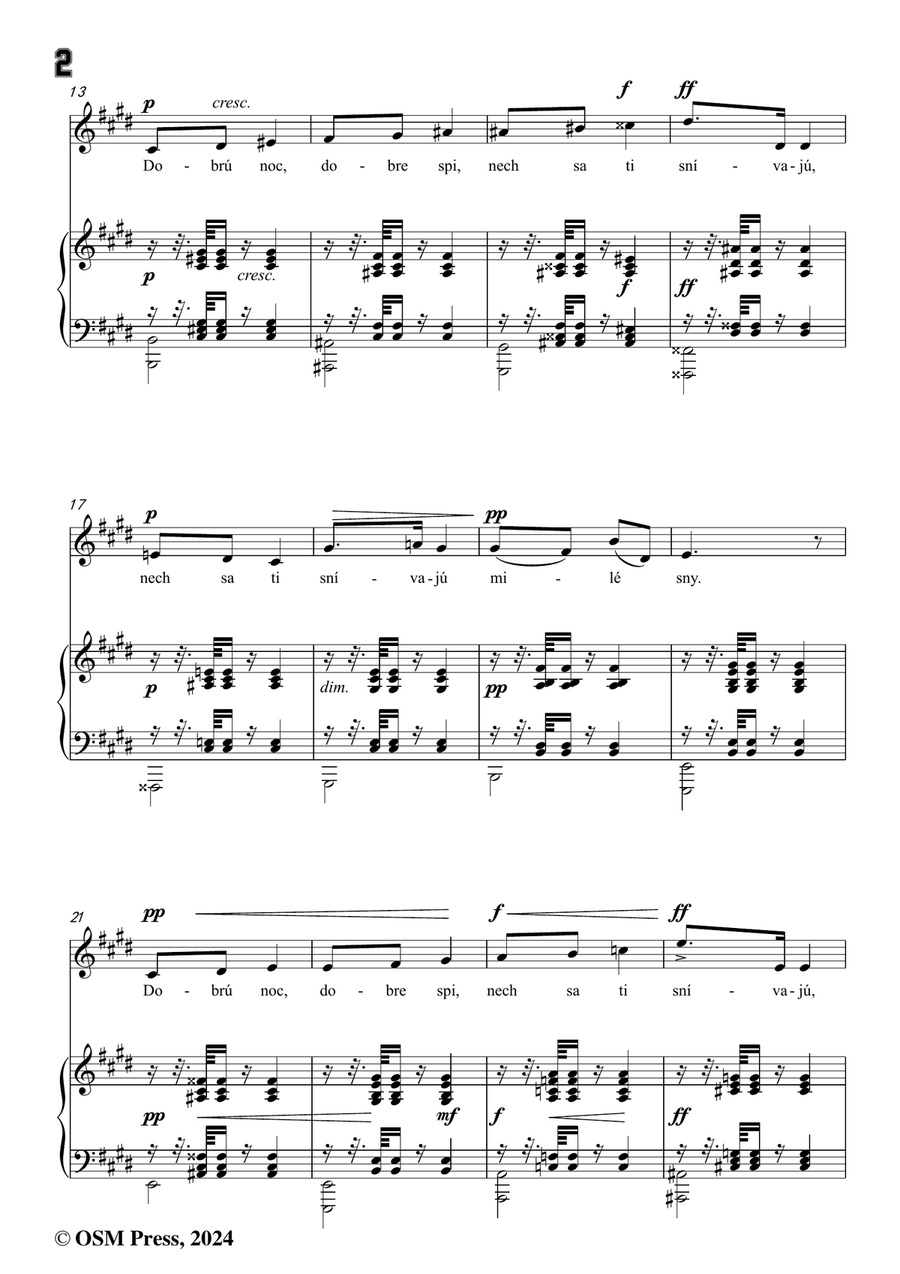 A. Dvořák-Dobrú noc,má milá,in c sharp minor Piano, Vocal scores gallery preview page 4