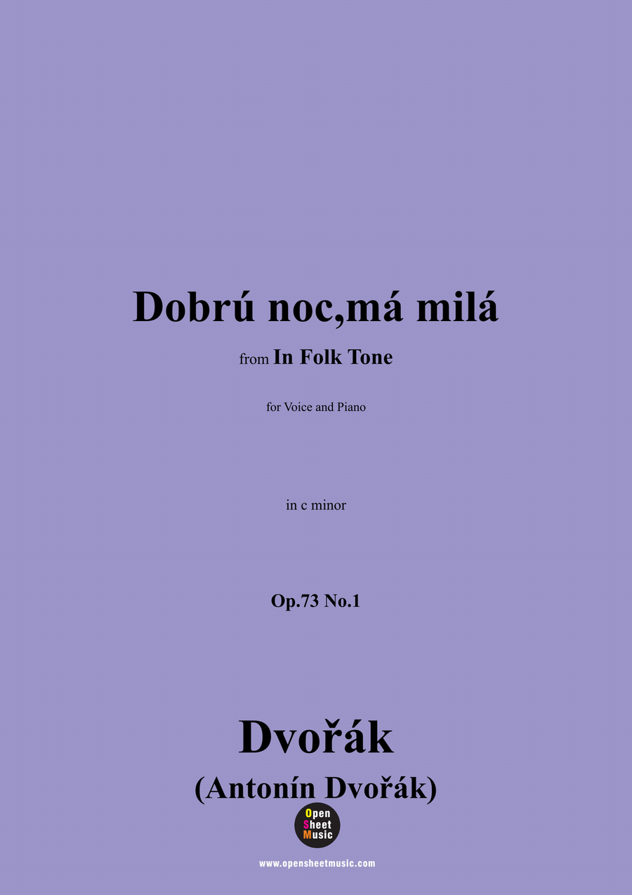 A. Dvořák-Dobrú noc,má milá,in c minor Piano, Vocal scores gallery preview page 1