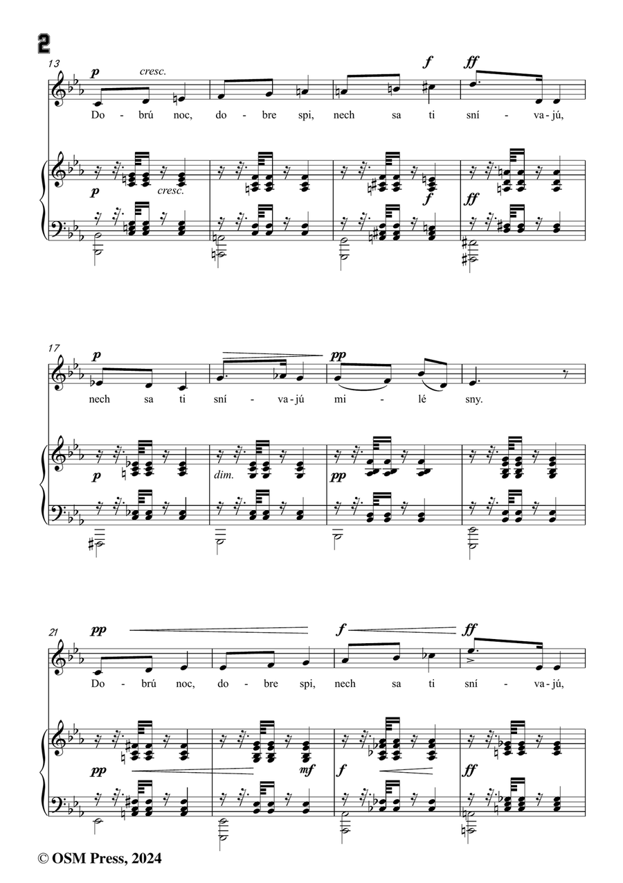 A. Dvořák-Dobrú noc,má milá,in c minor Piano, Vocal scores gallery preview page 4