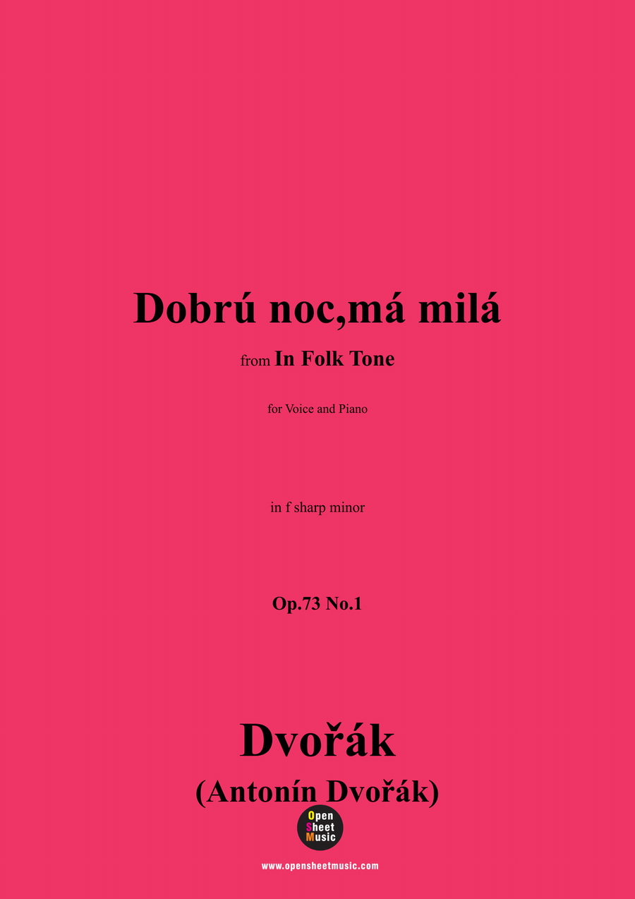A. Dvořák-Dobrú noc,má milá,in f sharp minor Piano, Vocal scores gallery preview page 1