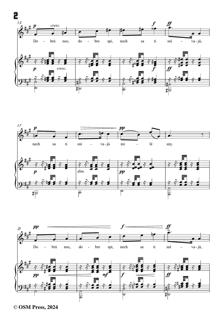 A. Dvořák-Dobrú noc,má milá,in f sharp minor Piano, Vocal scores gallery preview page 4