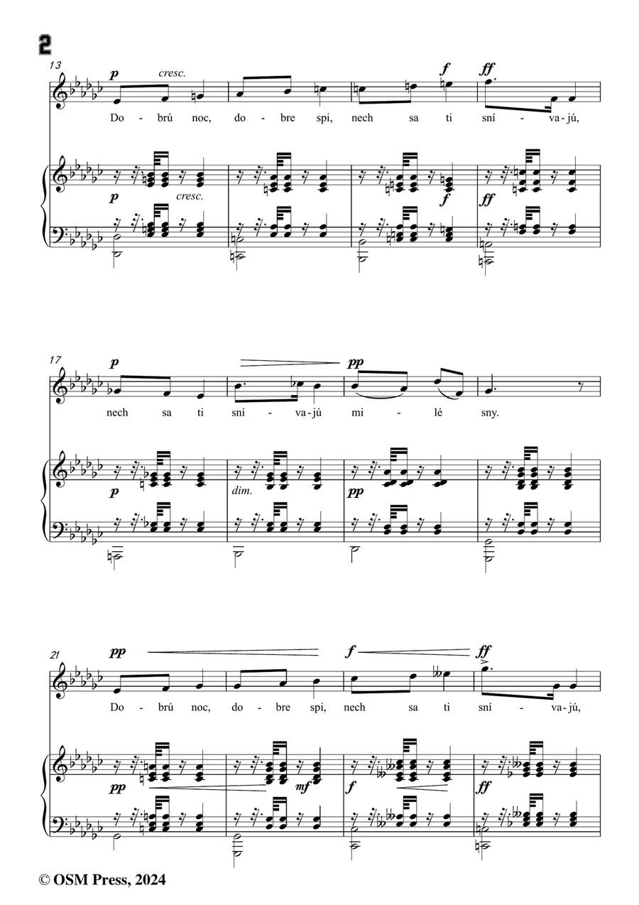 A. Dvořák-Dobrú noc,má milá,in e flat minor Piano, Vocal scores gallery preview page 4