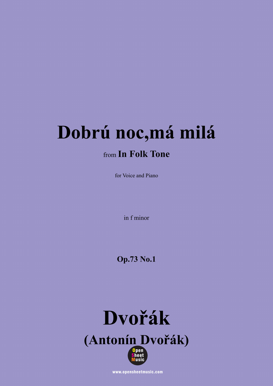 A. Dvořák-Dobrú noc,má milá,in f minor Piano, Vocal scores gallery preview page 1