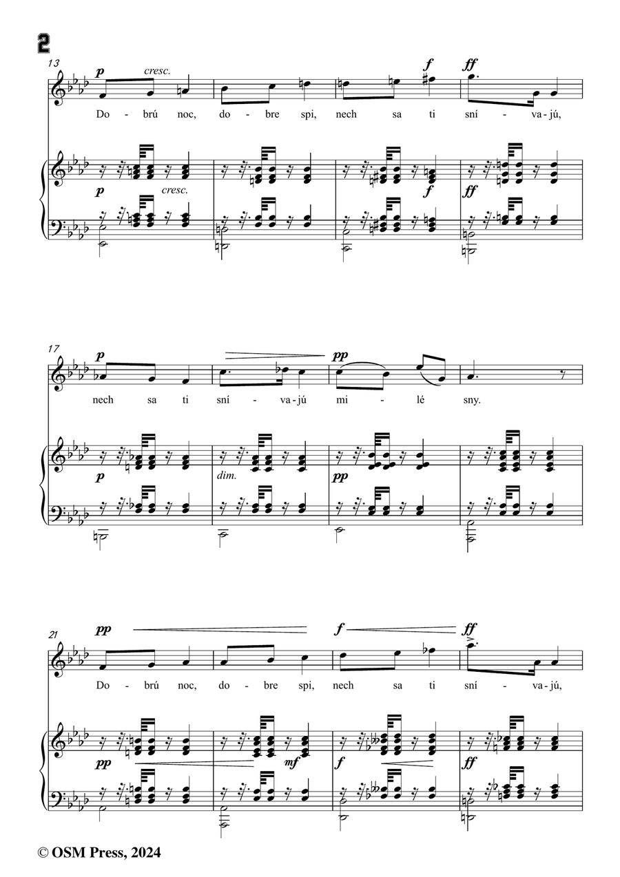 A. Dvořák-Dobrú noc,má milá,in f minor Piano, Vocal scores gallery preview page 4