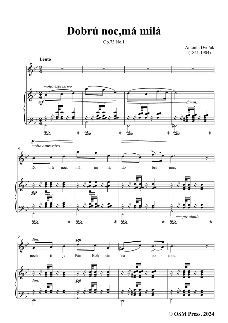 A. Dvořák-Dobrú noc,má milá,in g minor Piano, Vocal scores gallery preview page 3