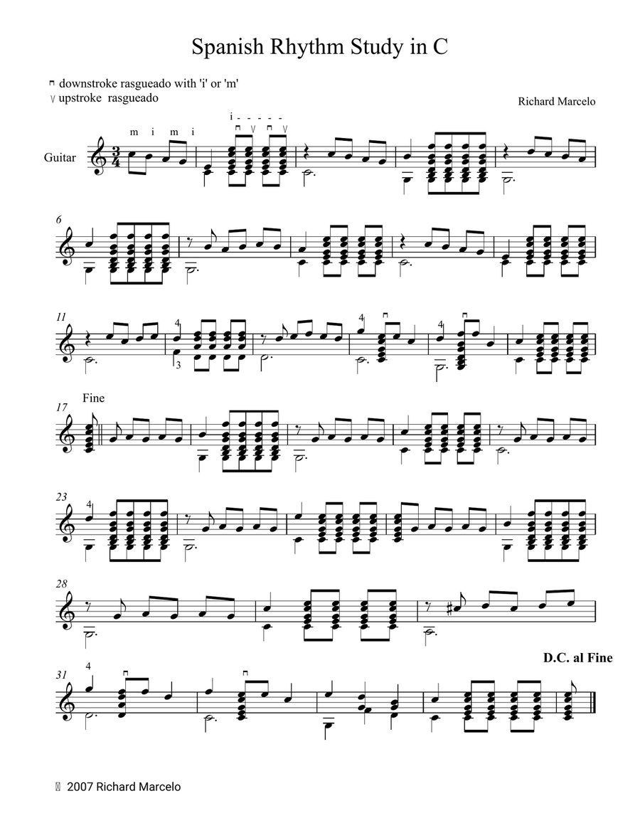 Spanish Rhythm Study in C Acoustic Guitar scores gallery preview page 1