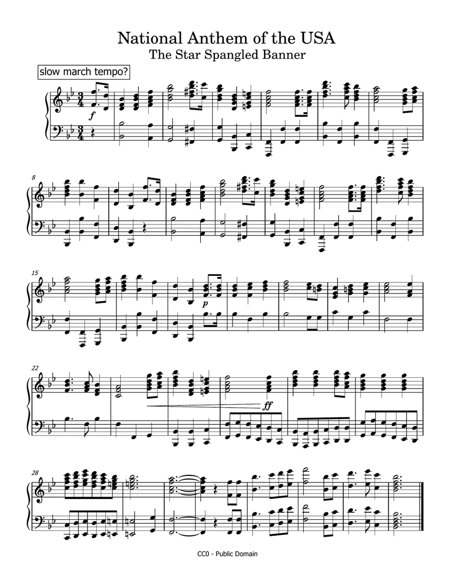 National Anthem of the USA A Cappella scores gallery preview page 1
