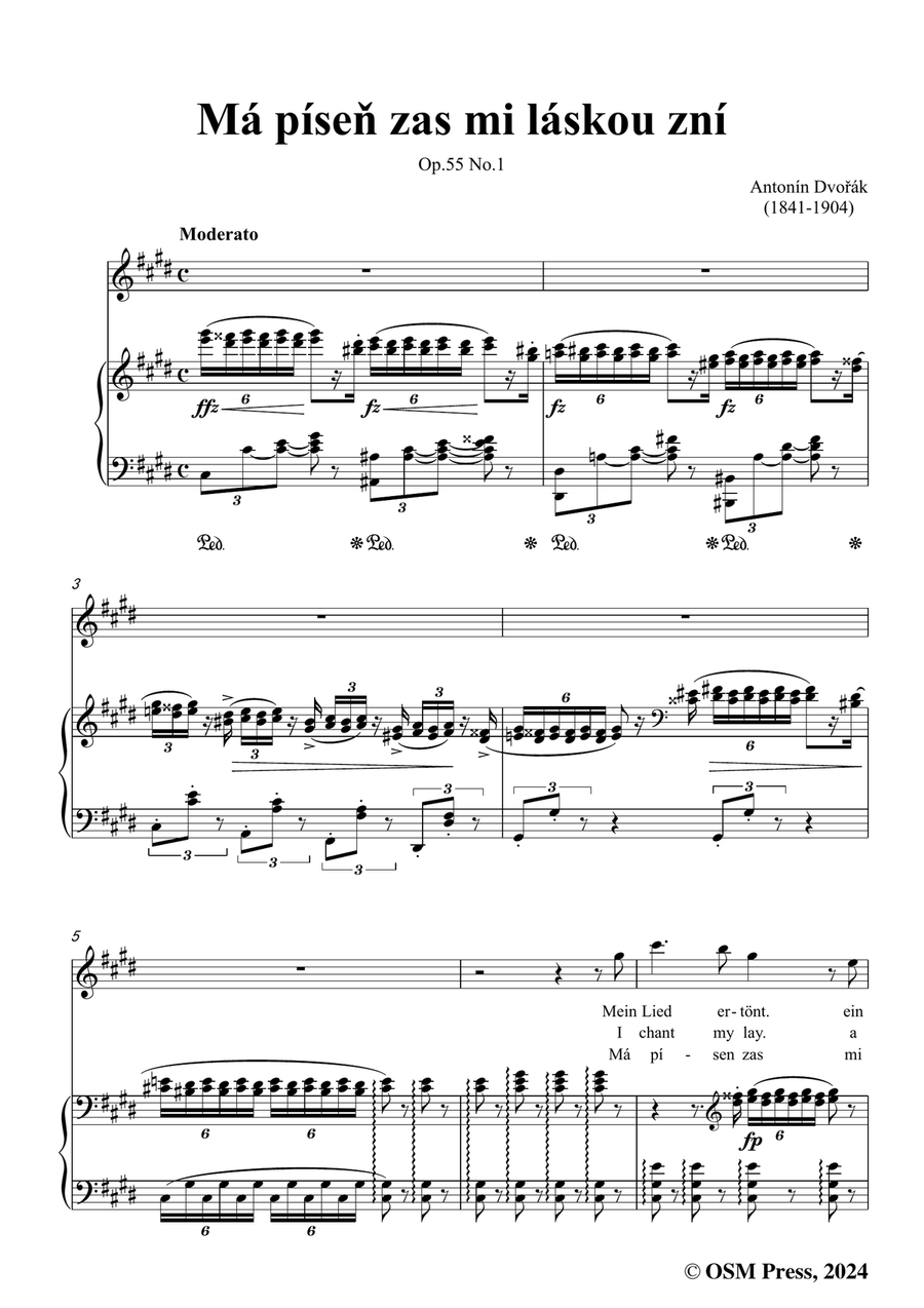 A. Dvořák-Má píseň zas mi láskou zní,in c sharp minor Piano, Vocal scores gallery preview page 3