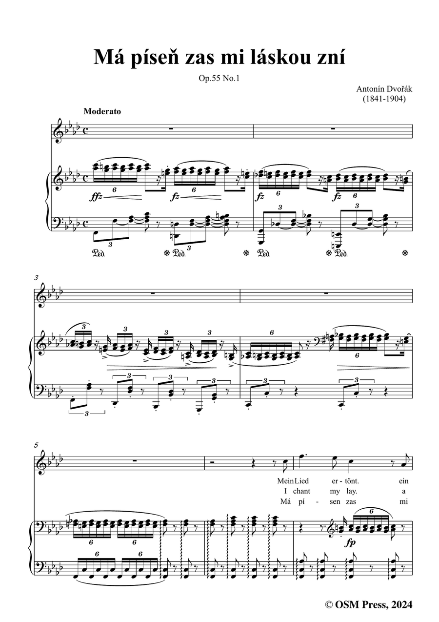 A. Dvořák-Má píseň zas mi láskou zní,in f minor Piano, Vocal scores gallery preview page 3