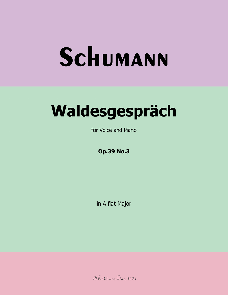 Waldcsgespräch, by Schumann, Op.39 No.3, in A flat Major Piano, Vocal scores gallery preview page 1