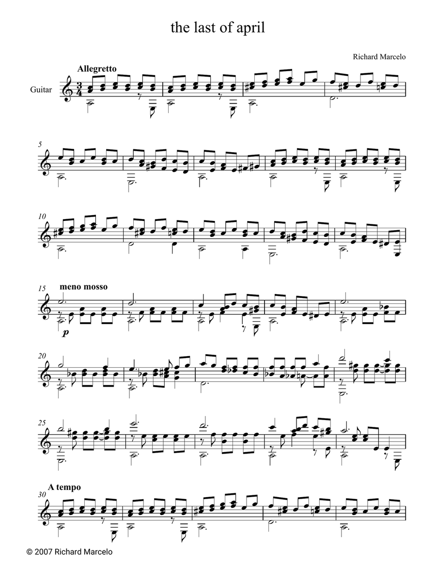 The Last of April The Last of April Acoustic Guitar scores gallery preview page 1