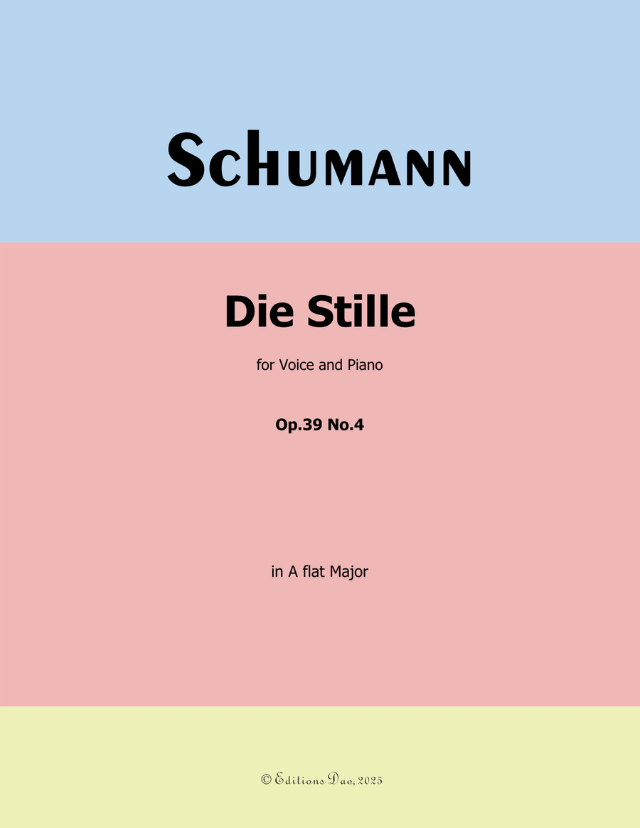 Die Stille, by Schumann, Op.39 No.4, in A flat Major Piano, Vocal scores gallery preview page 1