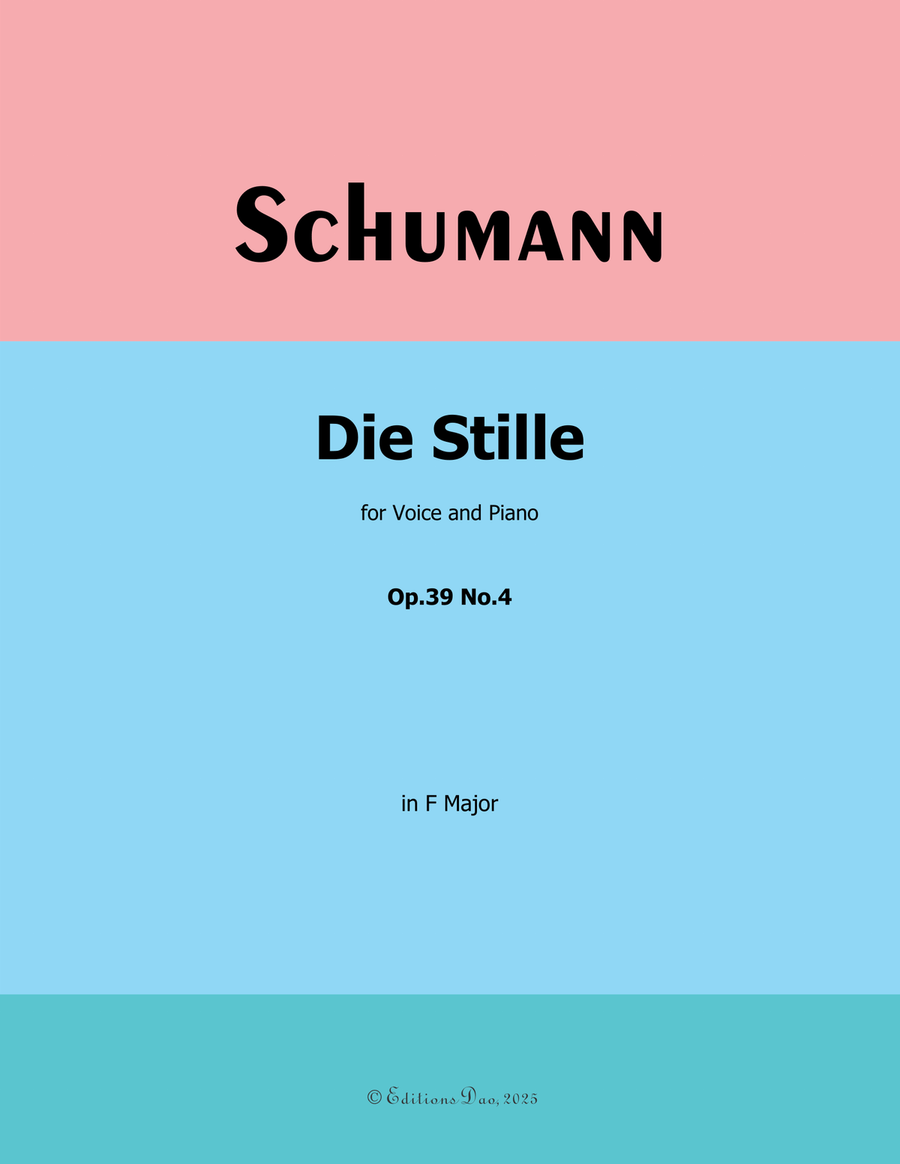 Die Stille, by Schumann, Op.39 No.4, in F Major Piano, Vocal scores gallery preview page 1