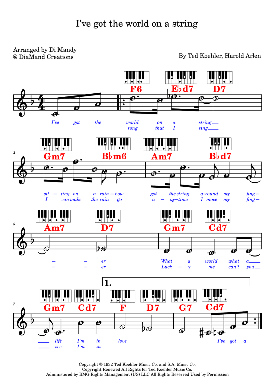 I've Got The World On A String Piano scores gallery preview page 1
