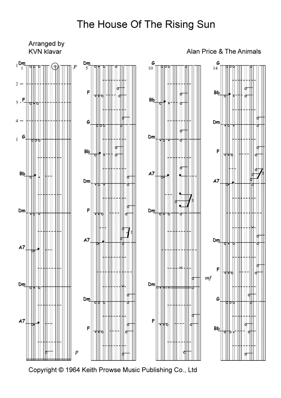 The House Of The Rising Sun Classical Guitar scores gallery preview page 1