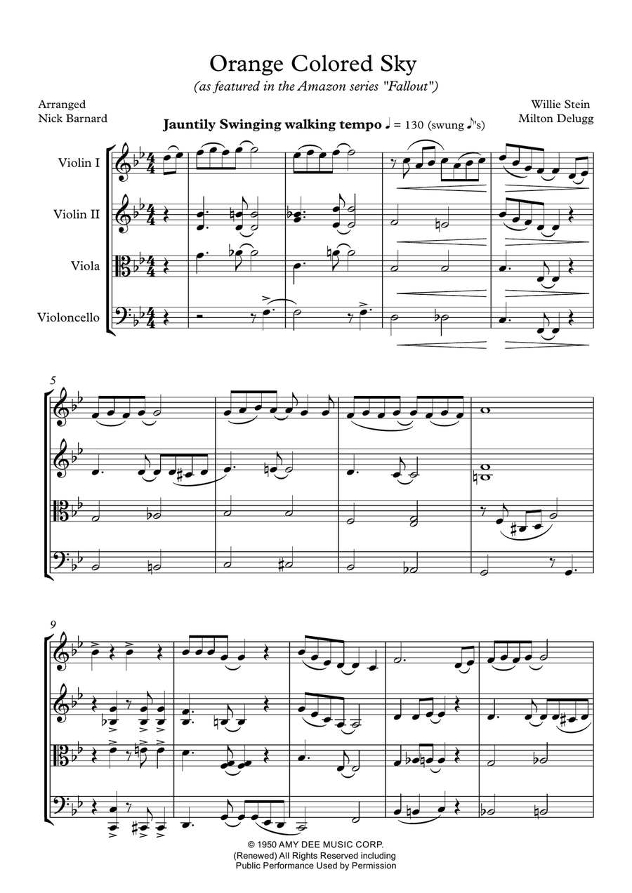 Orange Colored Sky String Quartet scores gallery preview page 2