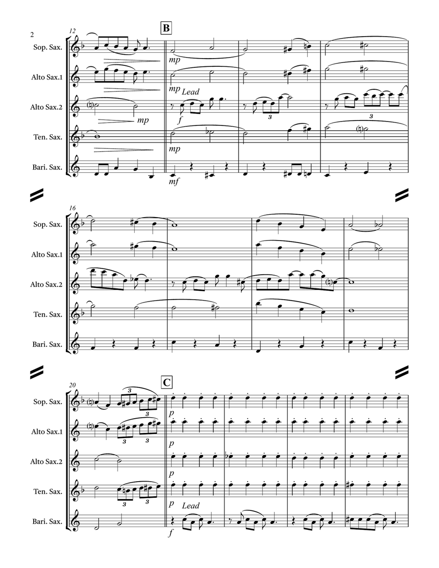 Ain’t Misbehavin (for Saxophone Quartet SATB or AATB) Saxophone Quartet scores gallery preview page 3
