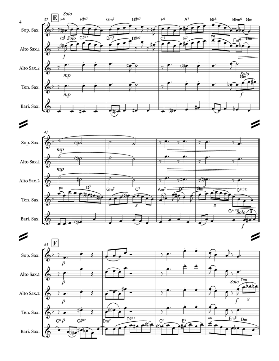 Ain’t Misbehavin (for Saxophone Quartet SATB or AATB) Saxophone Quartet scores gallery preview page 5