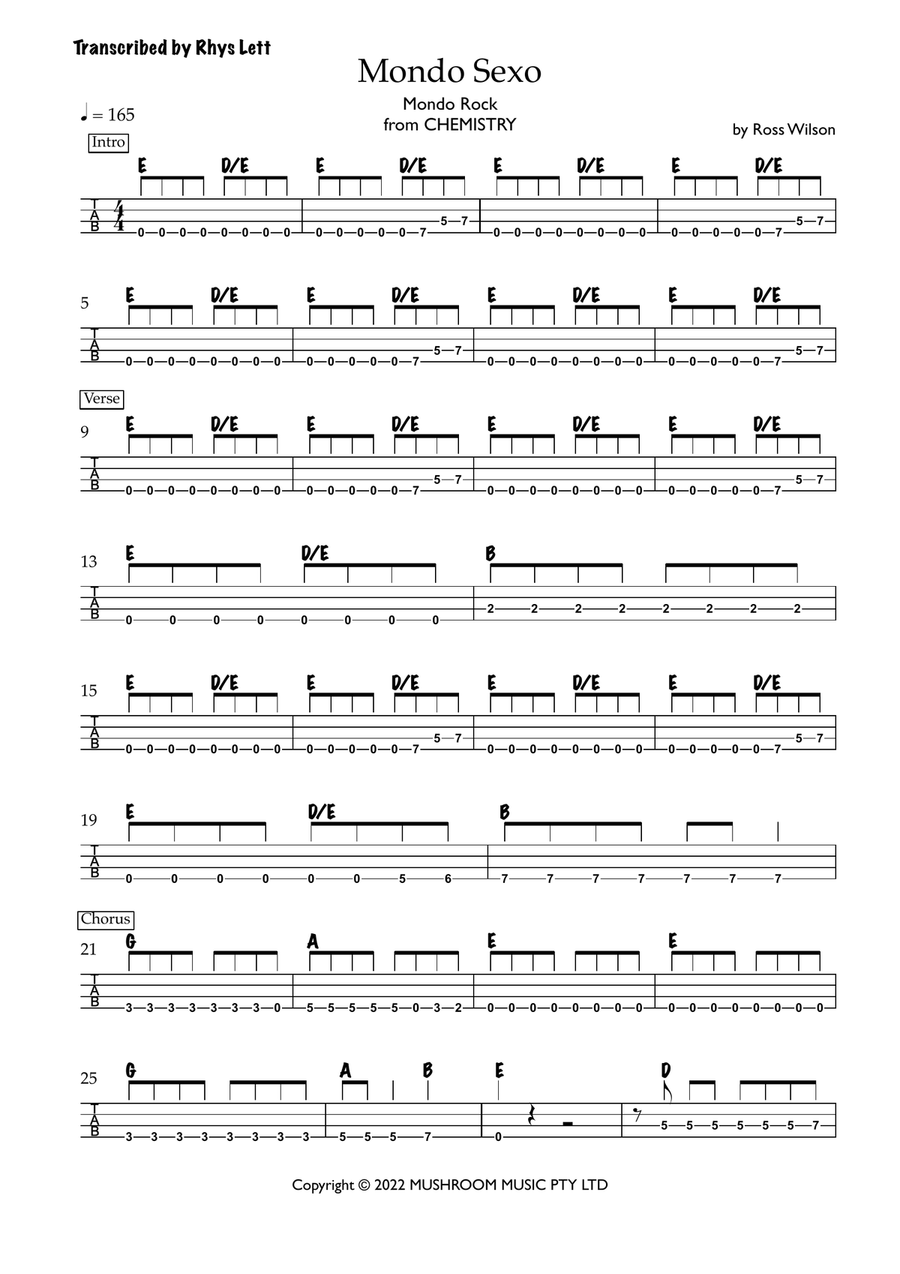 Mondo Sexo Mondo Sexo Acoustic Guitar scores gallery preview page 1