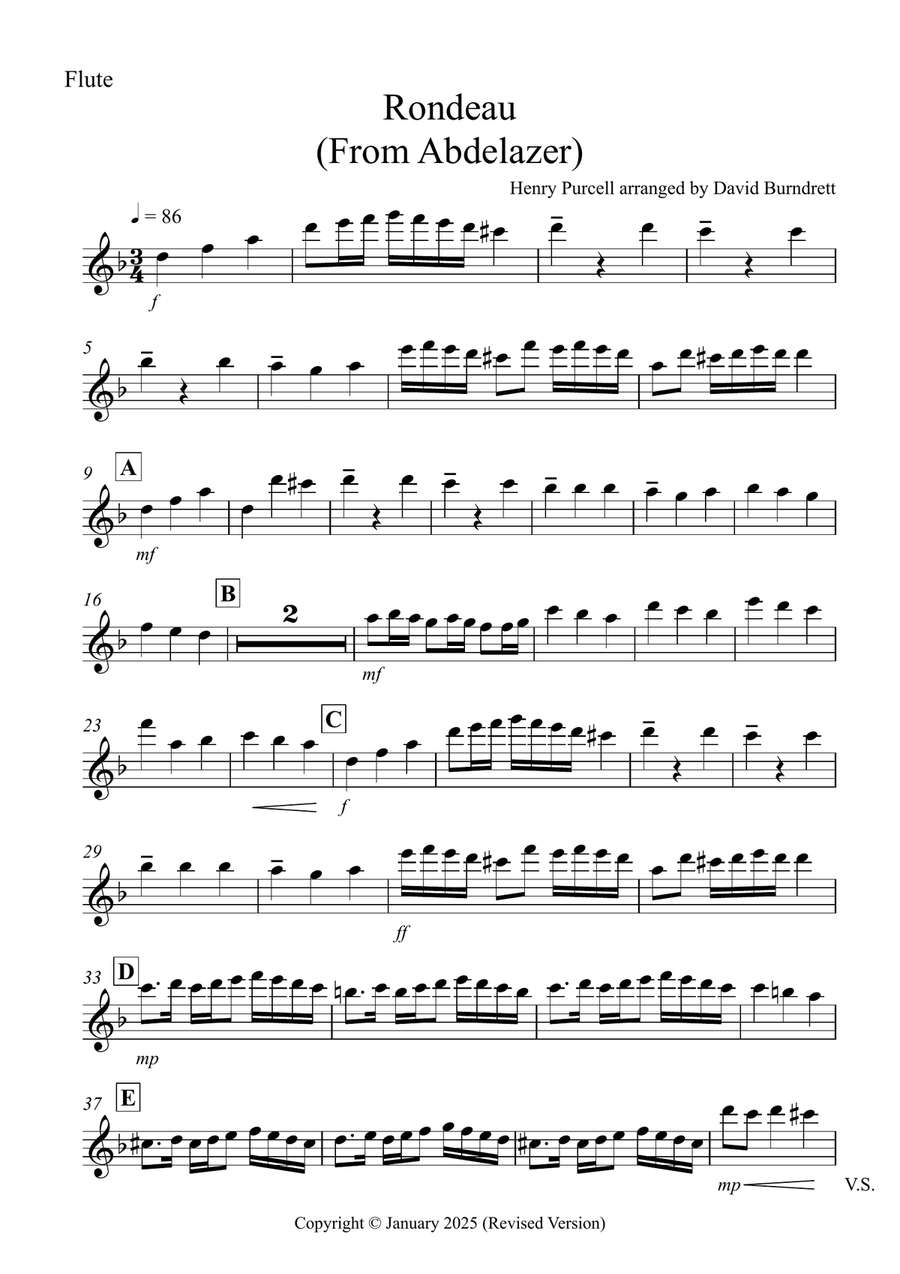Rondeau (from Abdelazer) for Flute, Violin and Tuba Trio Small Ensemble scores gallery preview page 4