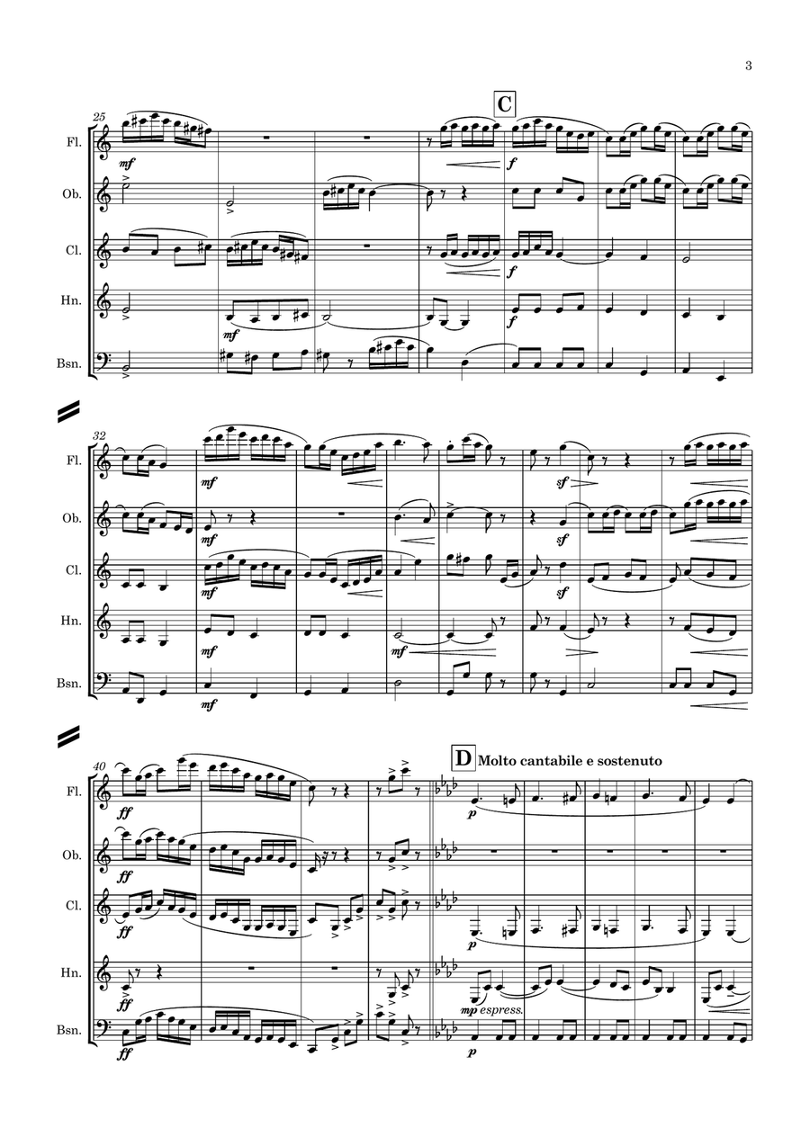 Quilter: Three English Dances Op.11 No.3 - wind quintet Woodwind Quintet scores gallery preview page 3