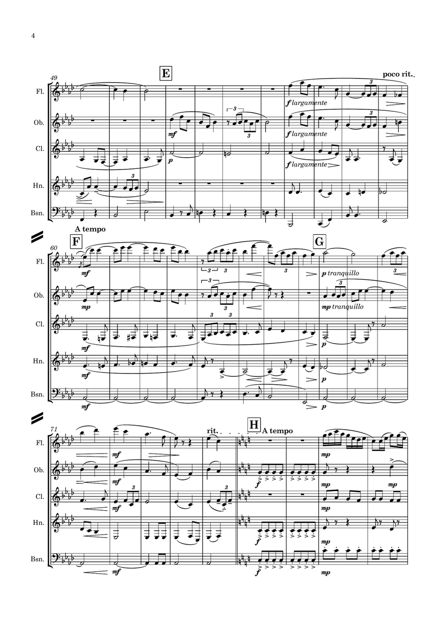Quilter: Three English Dances Op.11 No.3 - wind quintet Woodwind Quintet scores gallery preview page 4
