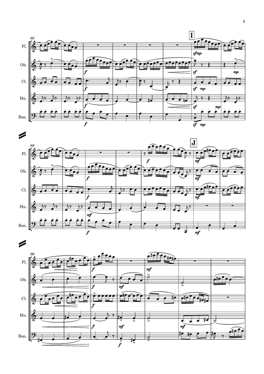 Quilter: Three English Dances Op.11 No.3 - wind quintet Woodwind Quintet scores gallery preview page 5