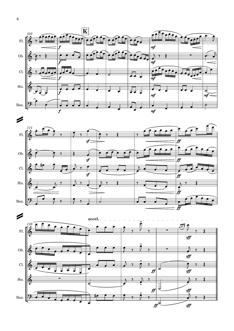 Quilter: Three English Dances Op.11 No.3 - wind quintet Woodwind Quintet scores gallery preview page 6