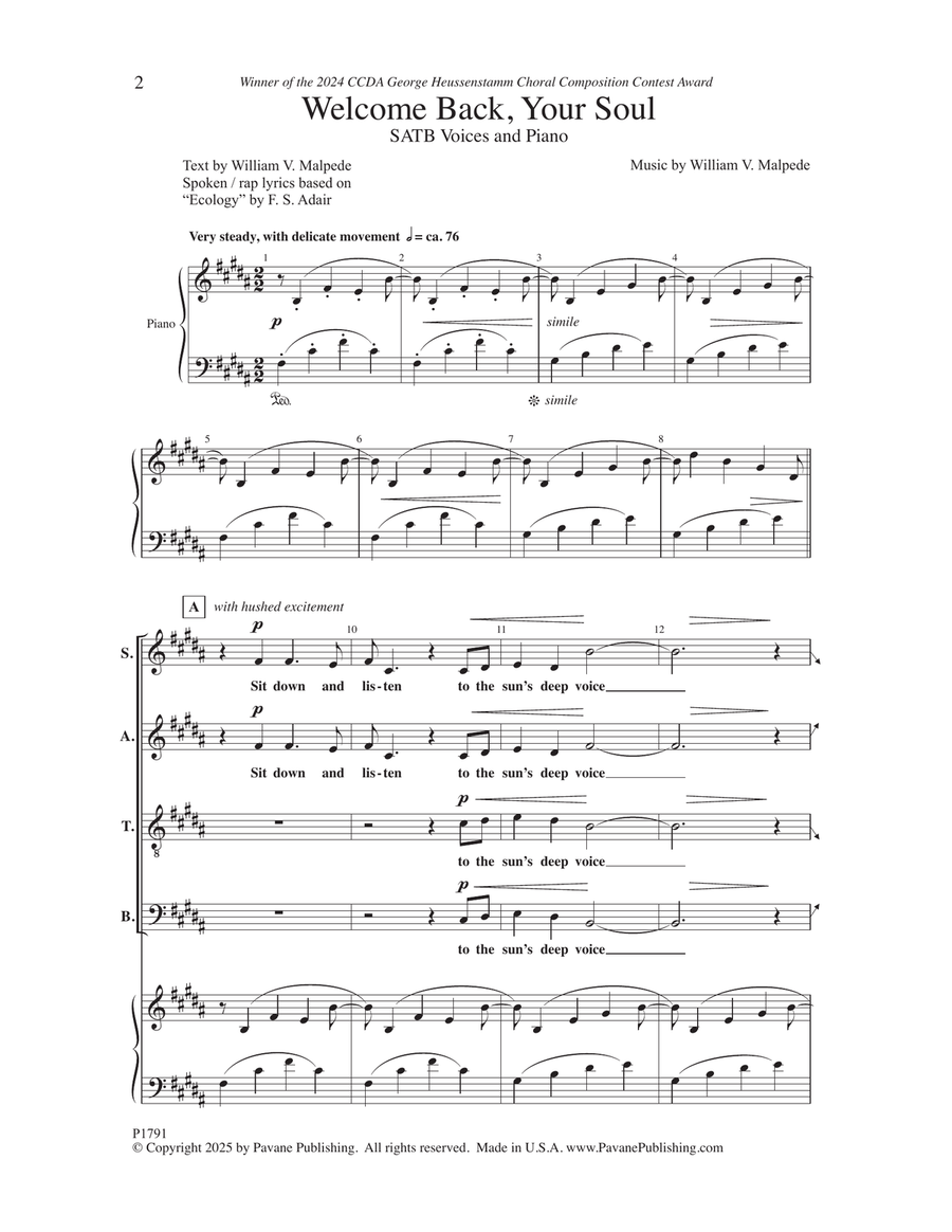 Welcome Back, Your Soul Welcome Back, Your Soul 4-Part scores gallery preview page 1