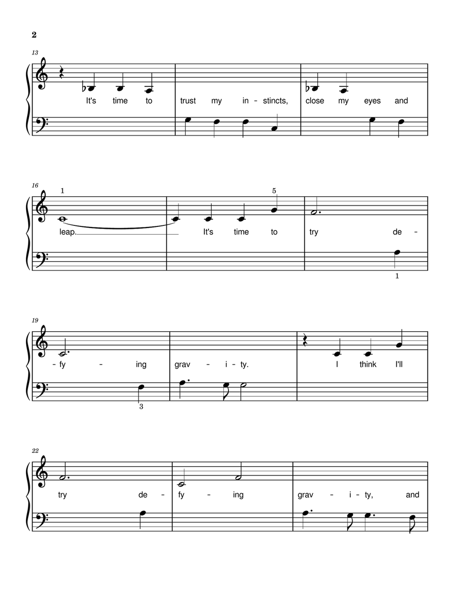 Defying Gravity Defying Gravity Easy Piano scores gallery preview page 2