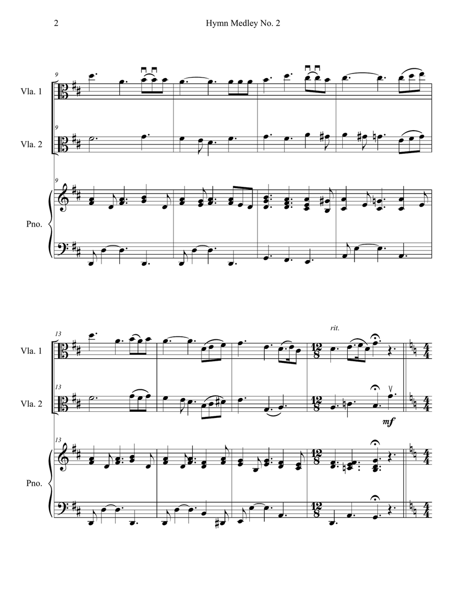 Hymn Medley No. 2 (Viola Duet with Piano Accompaniment) String Duet scores gallery preview page 2