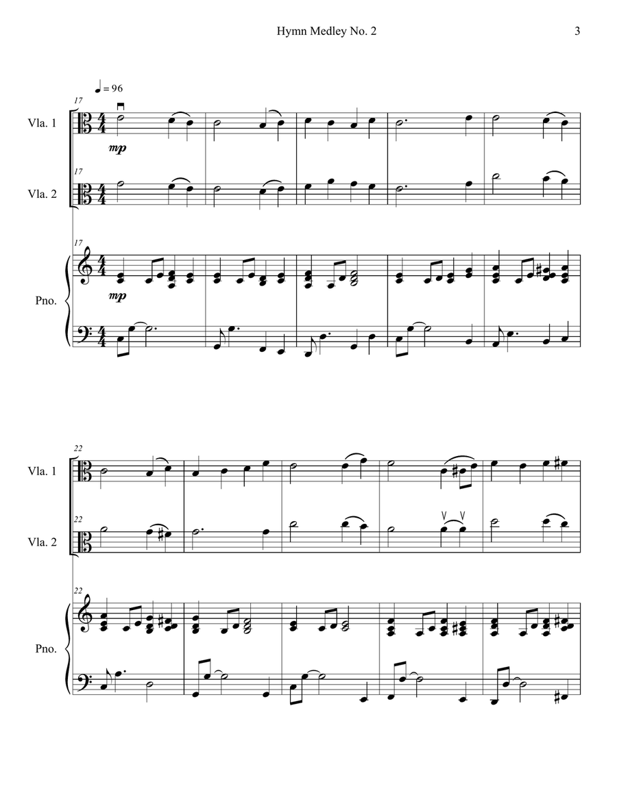 Hymn Medley No. 2 (Viola Duet with Piano Accompaniment) String Duet scores gallery preview page 3