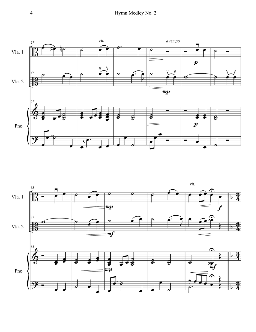 Hymn Medley No. 2 (Viola Duet with Piano Accompaniment) String Duet scores gallery preview page 4