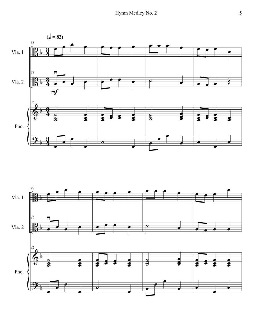 Hymn Medley No. 2 (Viola Duet with Piano Accompaniment) String Duet scores gallery preview page 5