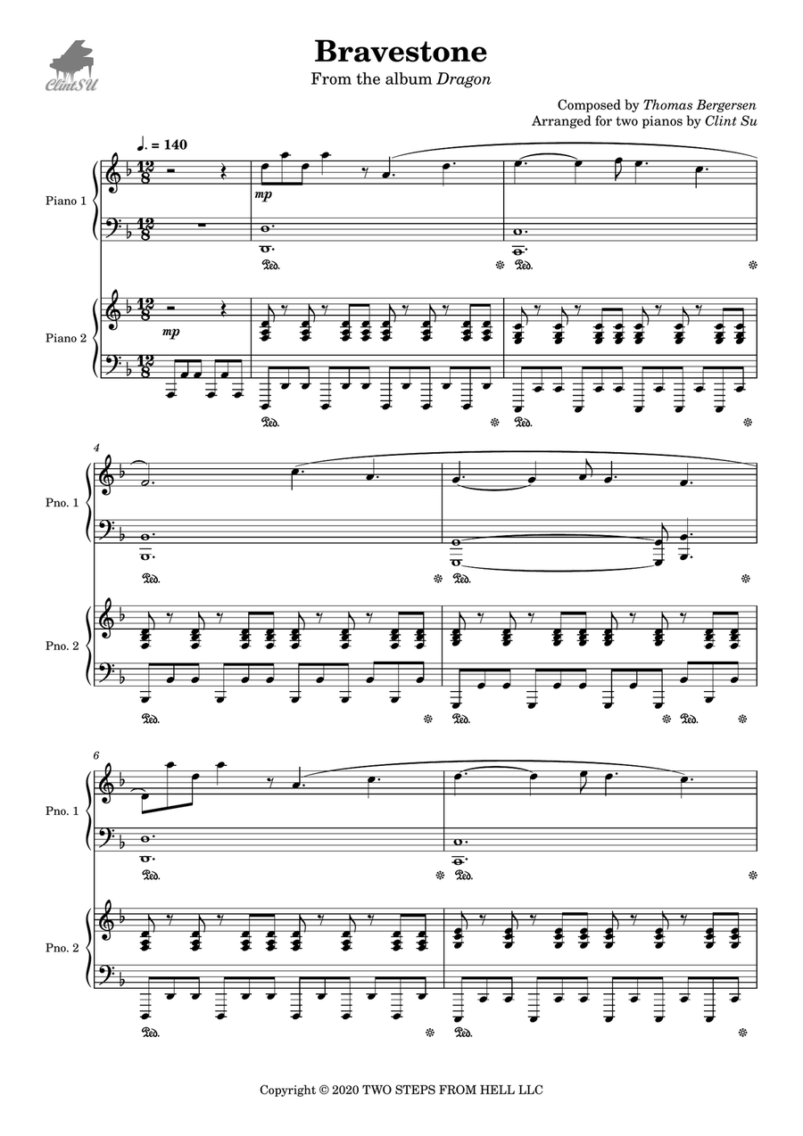 Bravestone Piano Duet scores gallery preview page 1