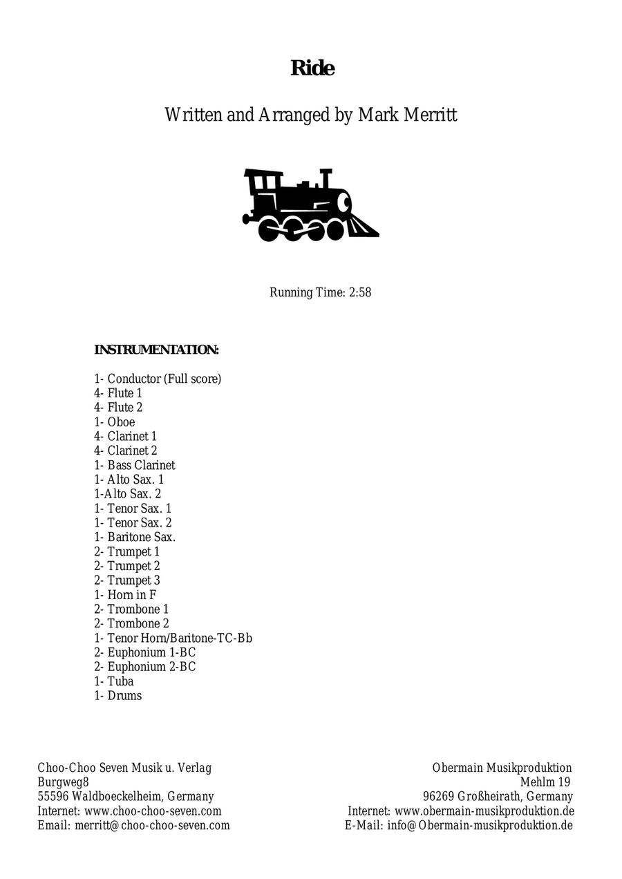 Ride Ride Concert Band scores gallery preview page 2