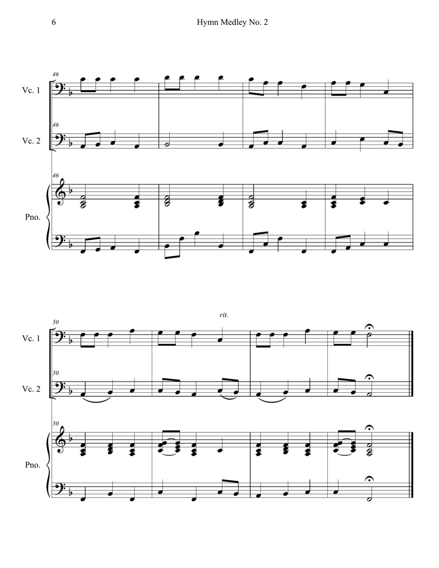 Hymn Medley No. 2 (Cello Duet with Piano Accompaniment) String Duet scores gallery preview page 6